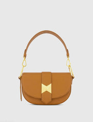 Grain Leather Saddle Bag With Gold Hardware - FINAL SALE