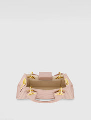 Pink Angular Quilted Napa Leather Handbag