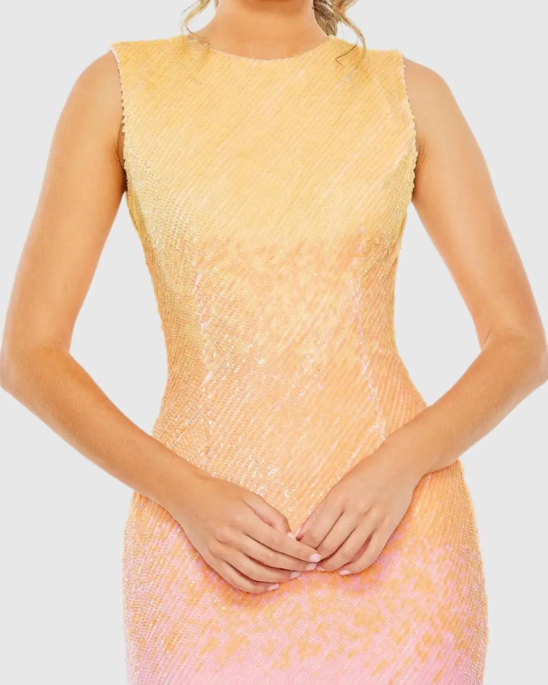Multicolor High Neck Ombre Sequin Cocktail Dress