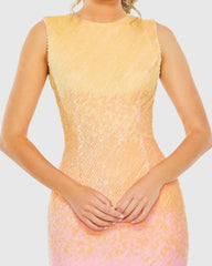 Multicolor High Neck Ombre Sequin Cocktail Dress