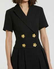 Black Tweed Short Sleeve Blazer Mini Dress