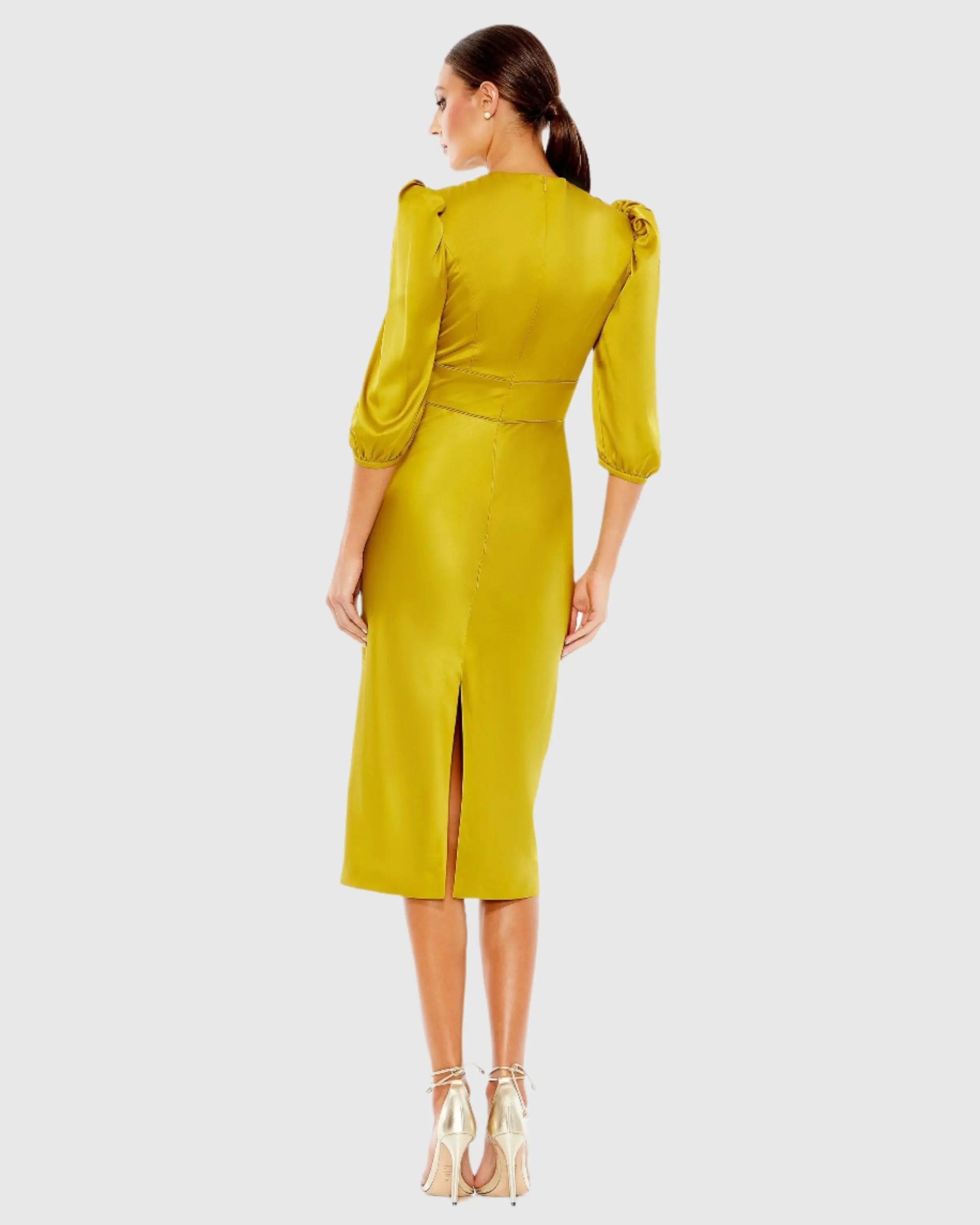 Green High Neck Midi Dress
