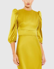 Green High Neck Midi Dress