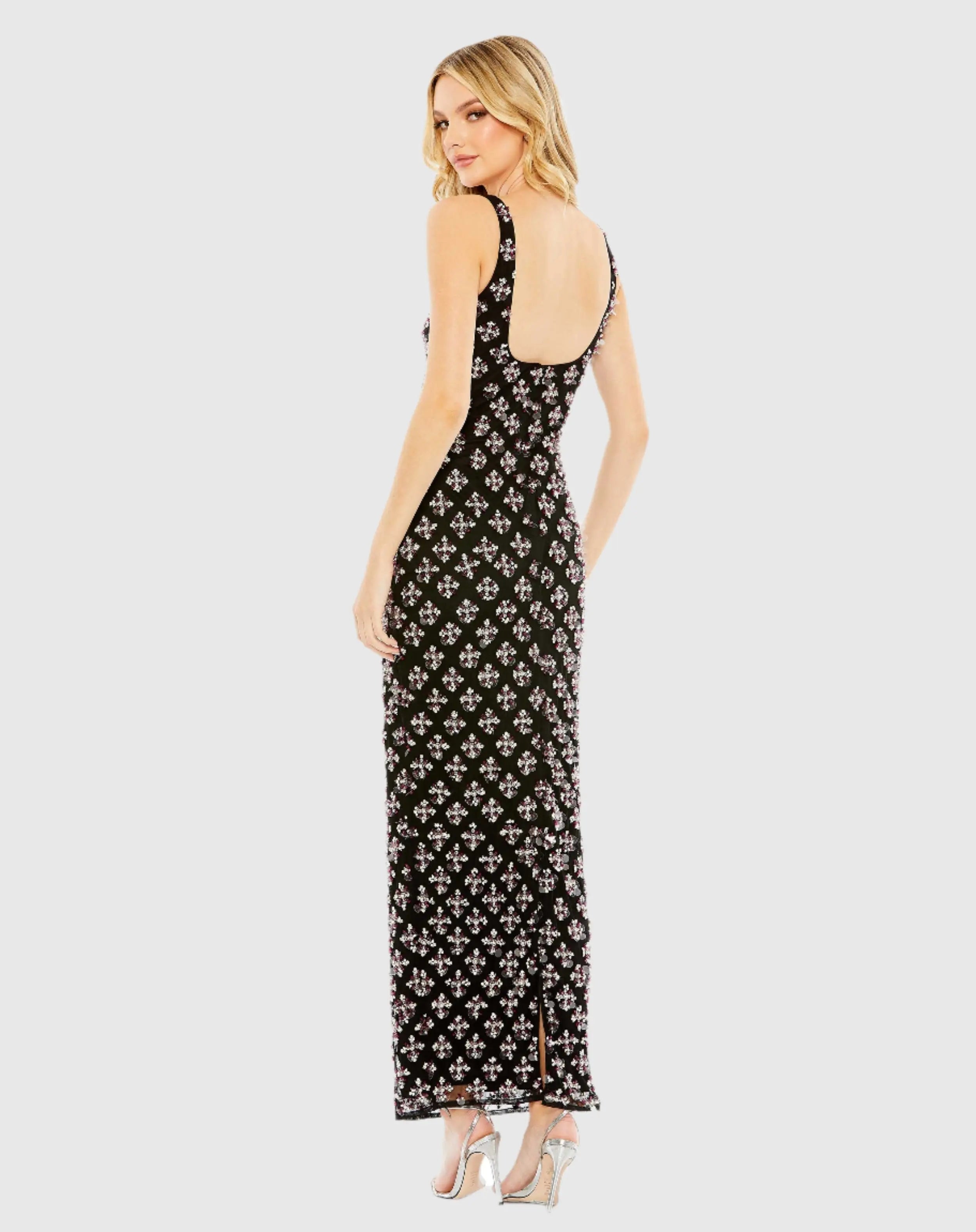 Black Beaded Sheath Dress