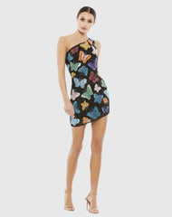 Black Butterfly Sequin Mini Dress