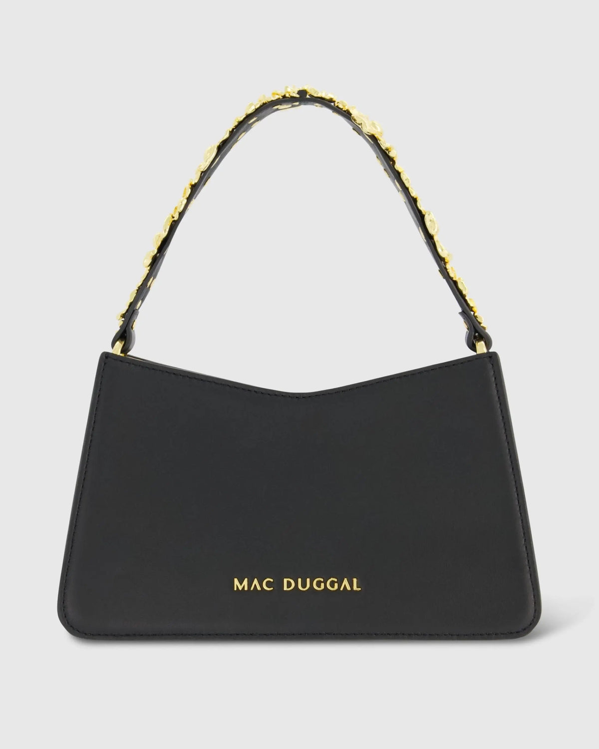 Gold Floral Small Black Nappa Leather Shoulder Bag