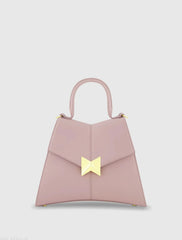 Purple Medium Angular Leather Handbag With Gold Hardware