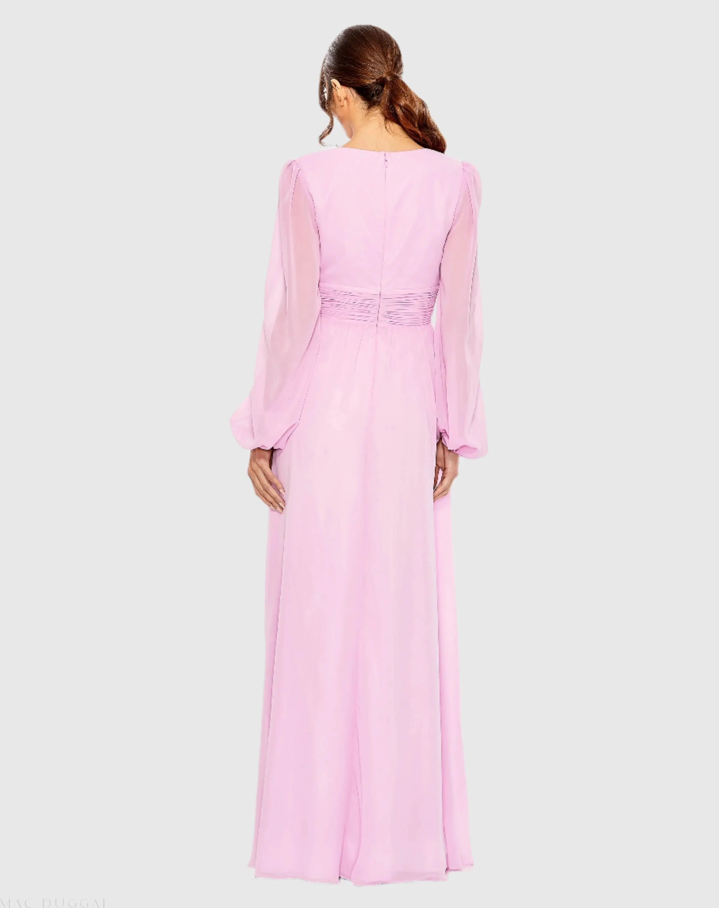 Plunge Neck Lace Up Evening Gown - FINAL SALE